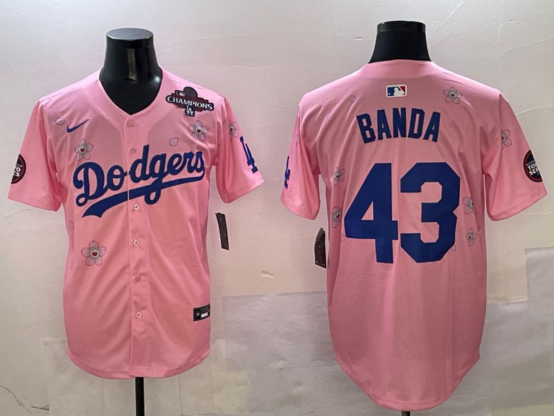 Men Los Angeles Dodgers #43 Banda Pink Sakura Edition 2025 Nike MLB Jersey style 6->los angeles dodgers->MLB Jersey